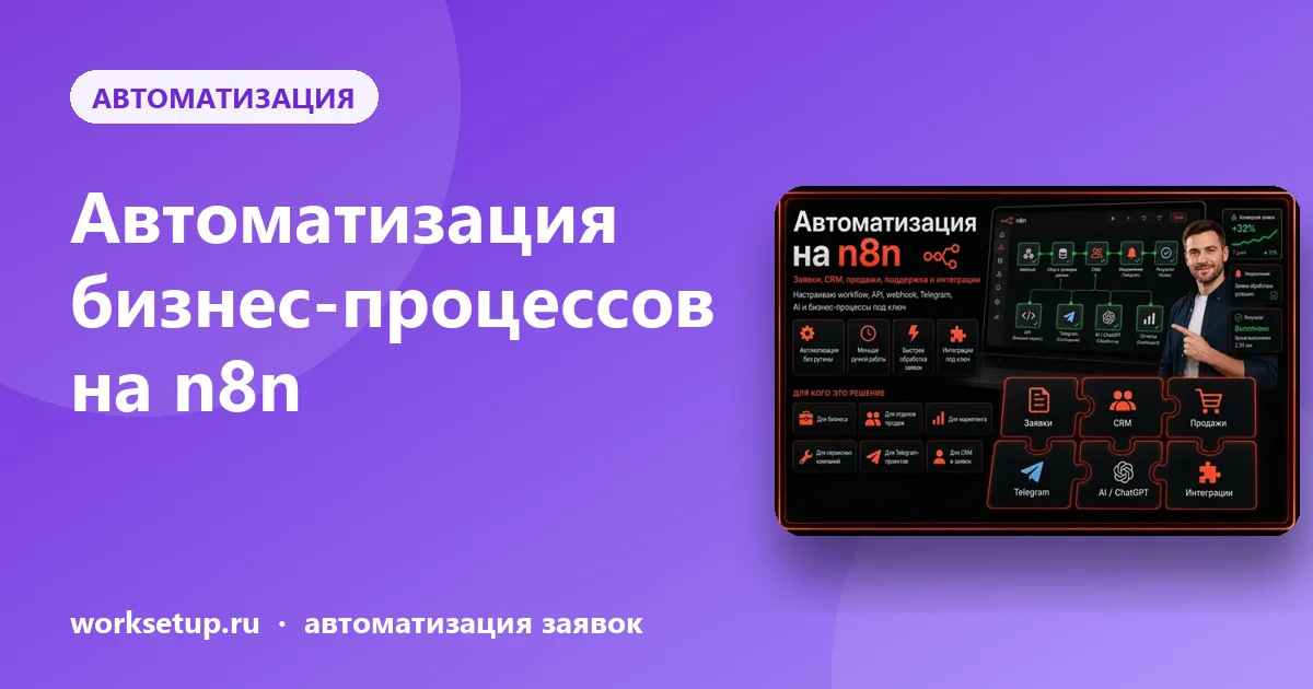n8n для бизнеса: как связать CRM, таблицы и Telegram без команды разработчиков