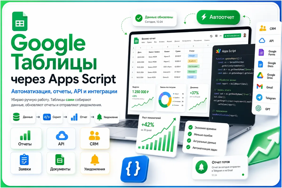 Обложка решения: Google Таблицы и Apps Script